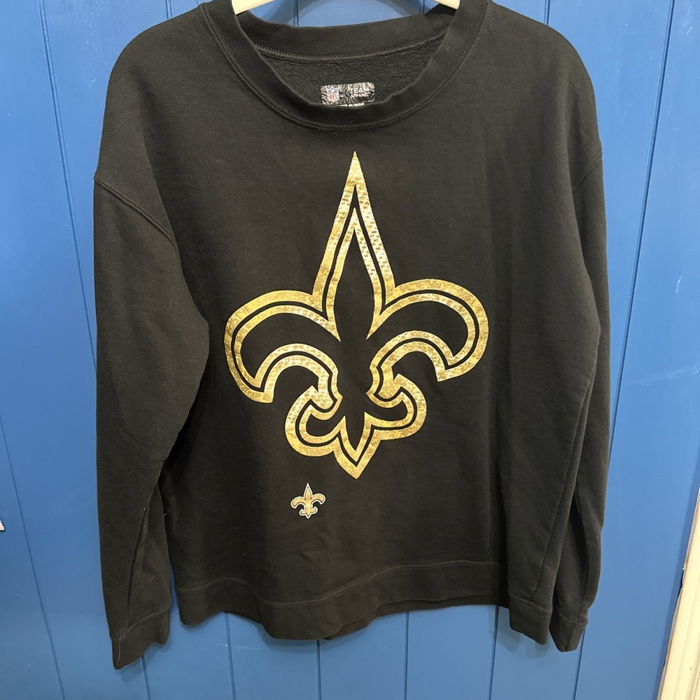 NFL Team Apparel New Orleans Saints Crew Neck‎ Black Sweater Large